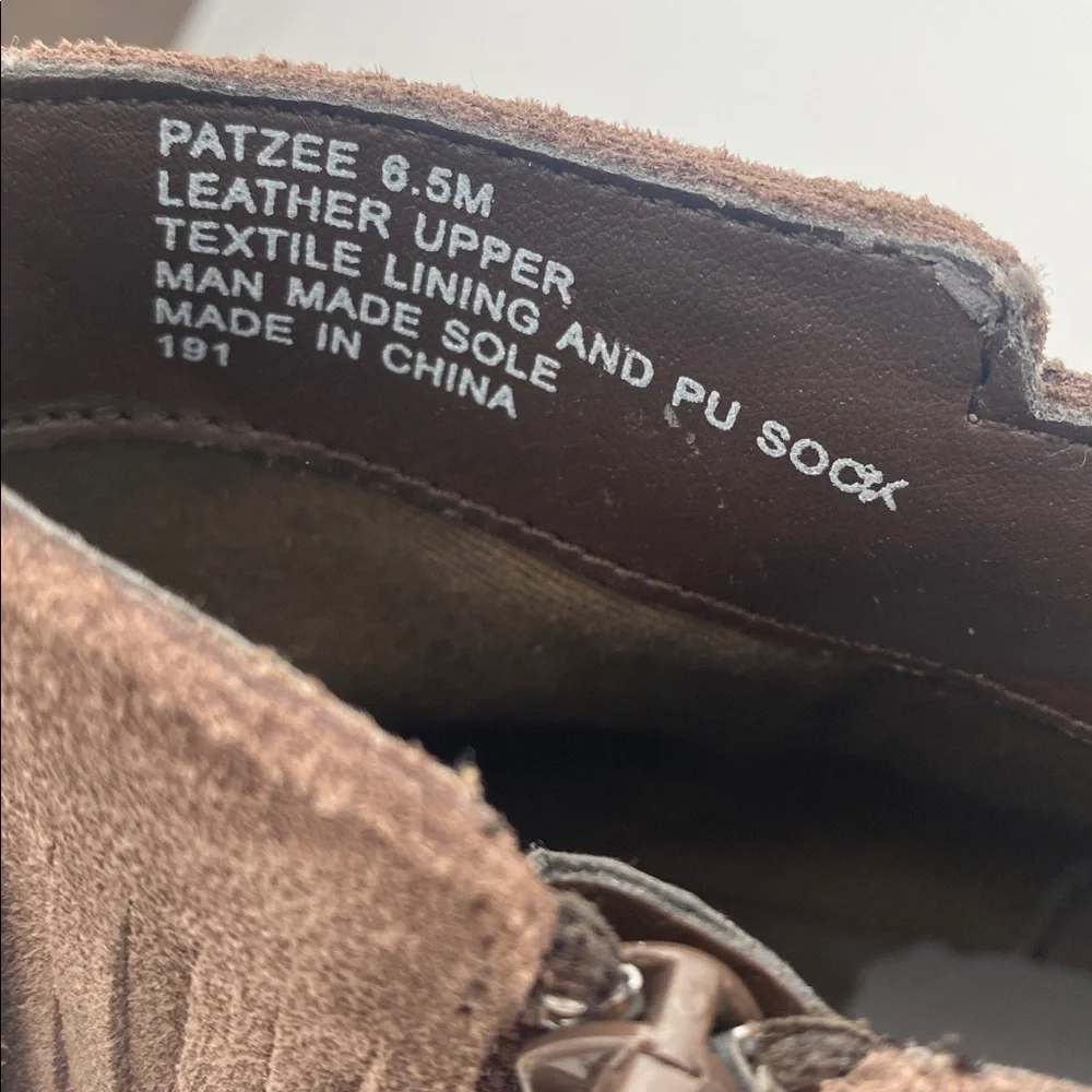 Steve Madden Brown Fringed Western Boots women 6.5M leather suede boho Festival